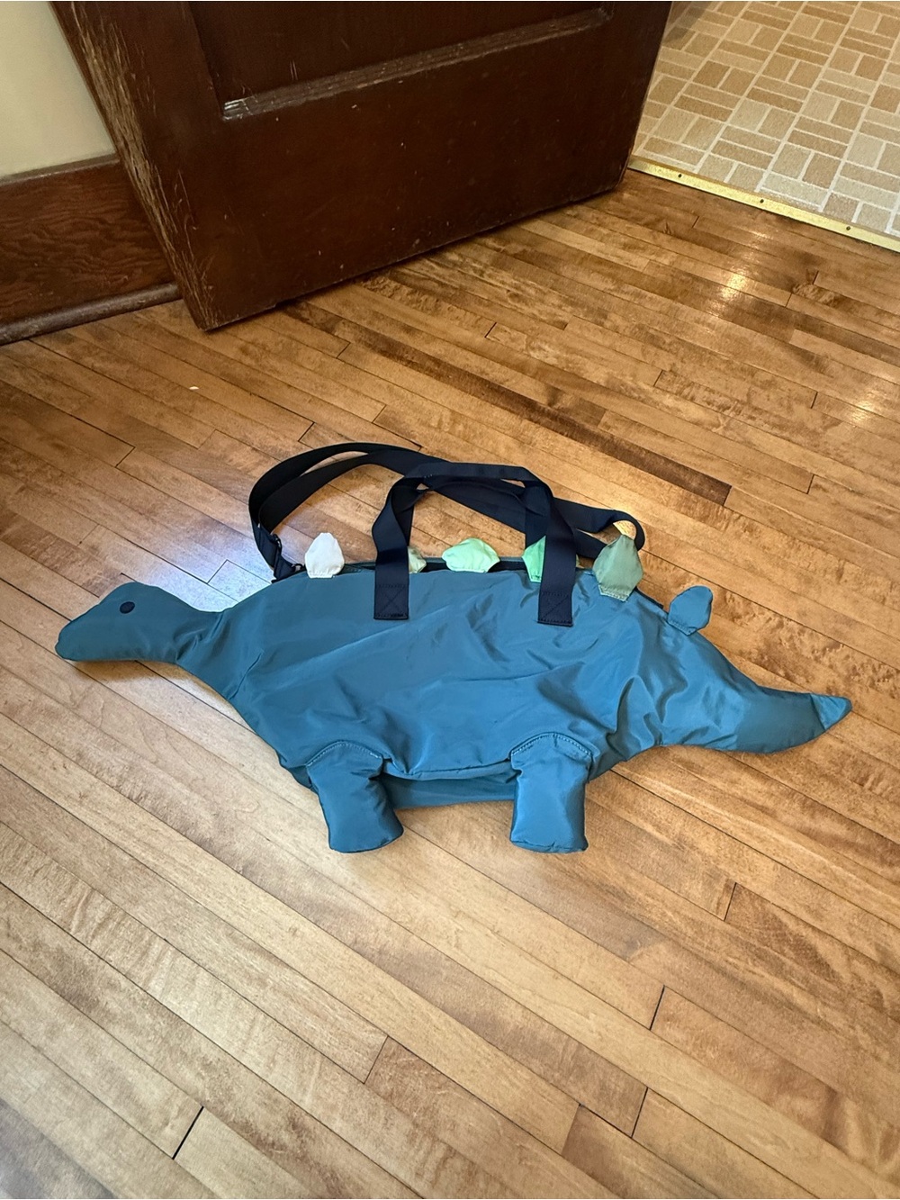 Cat & Jack Teal Dinosaur Shaped Kids Bag with Black Straps